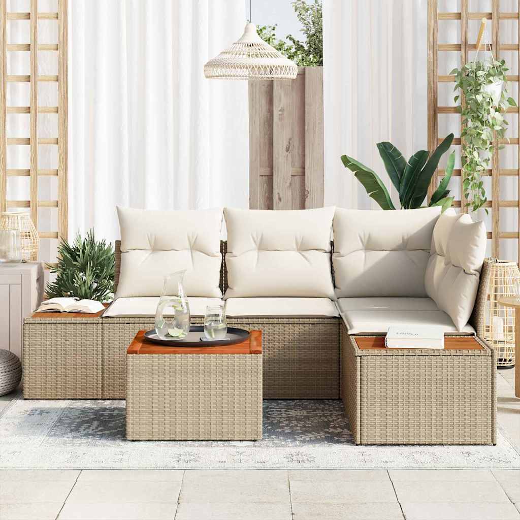 Tuinbankenset 4 st 4-Aantal zitplaatsen Beige en Crème