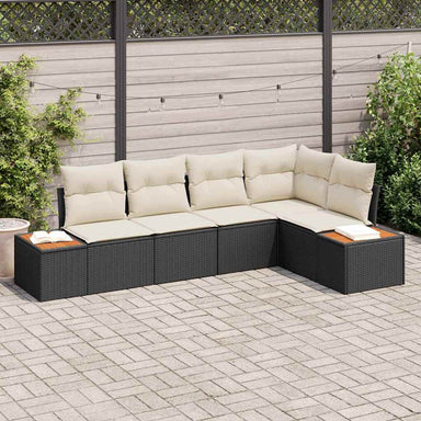 Tuin Sofa Set 5 st 5-Aantal zitplaatsen Zwart en crème