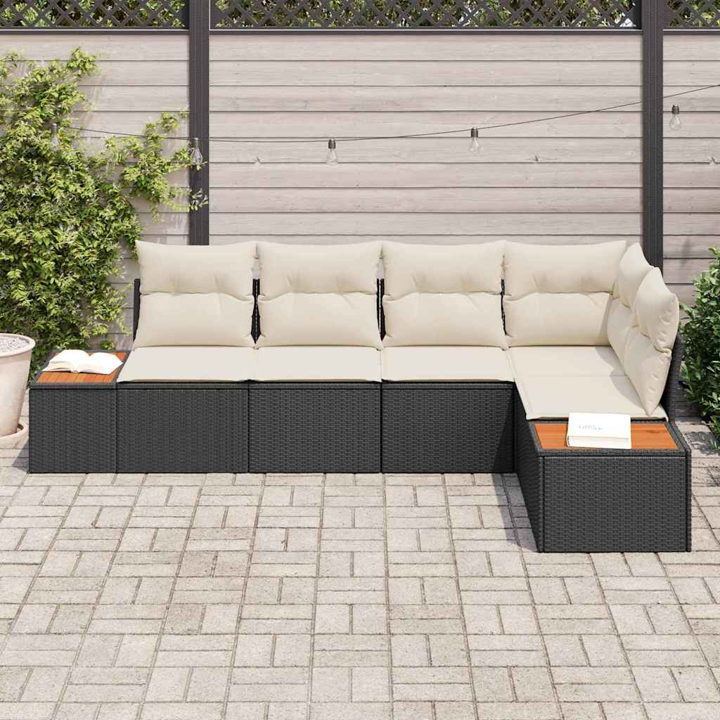 Tuin Sofa Set 5 st 5-Aantal zitplaatsen Zwart en crème