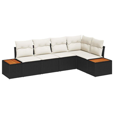 Tuin Sofa Set 5 st 5-Aantal zitplaatsen Zwart en crème