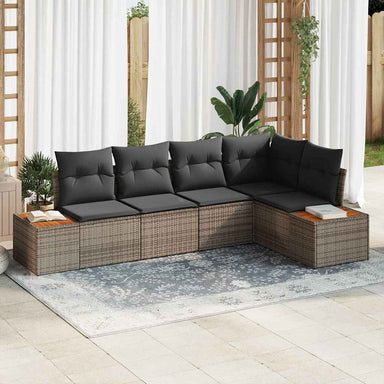 Tuin Sofa Set 5 st 5-Aantal zitplaatsen Grijs Poly riet