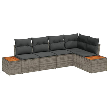 Tuin Sofa Set 5 st 5-Aantal zitplaatsen Grijs Poly riet