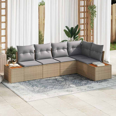 Tuin Sofa Set 5 st 5-Aantal zitplaatsen beige en lichtgrijs