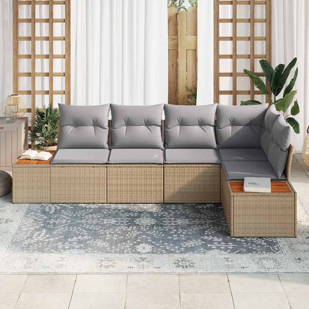 Tuin Sofa Set 5 st 5-Aantal zitplaatsen beige en lichtgrijs