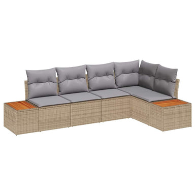 Tuin Sofa Set 5 st 5-Aantal zitplaatsen beige en lichtgrijs