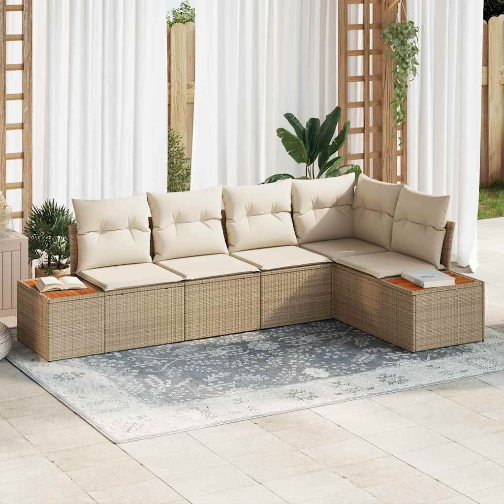 Tuin Sofa Set 5 st 5-Aantal zitplaatsen beige en crèmekleurig