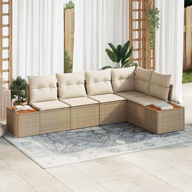 Tuin Sofa Set 5 st 5-Aantal zitplaatsen beige en crèmekleurig