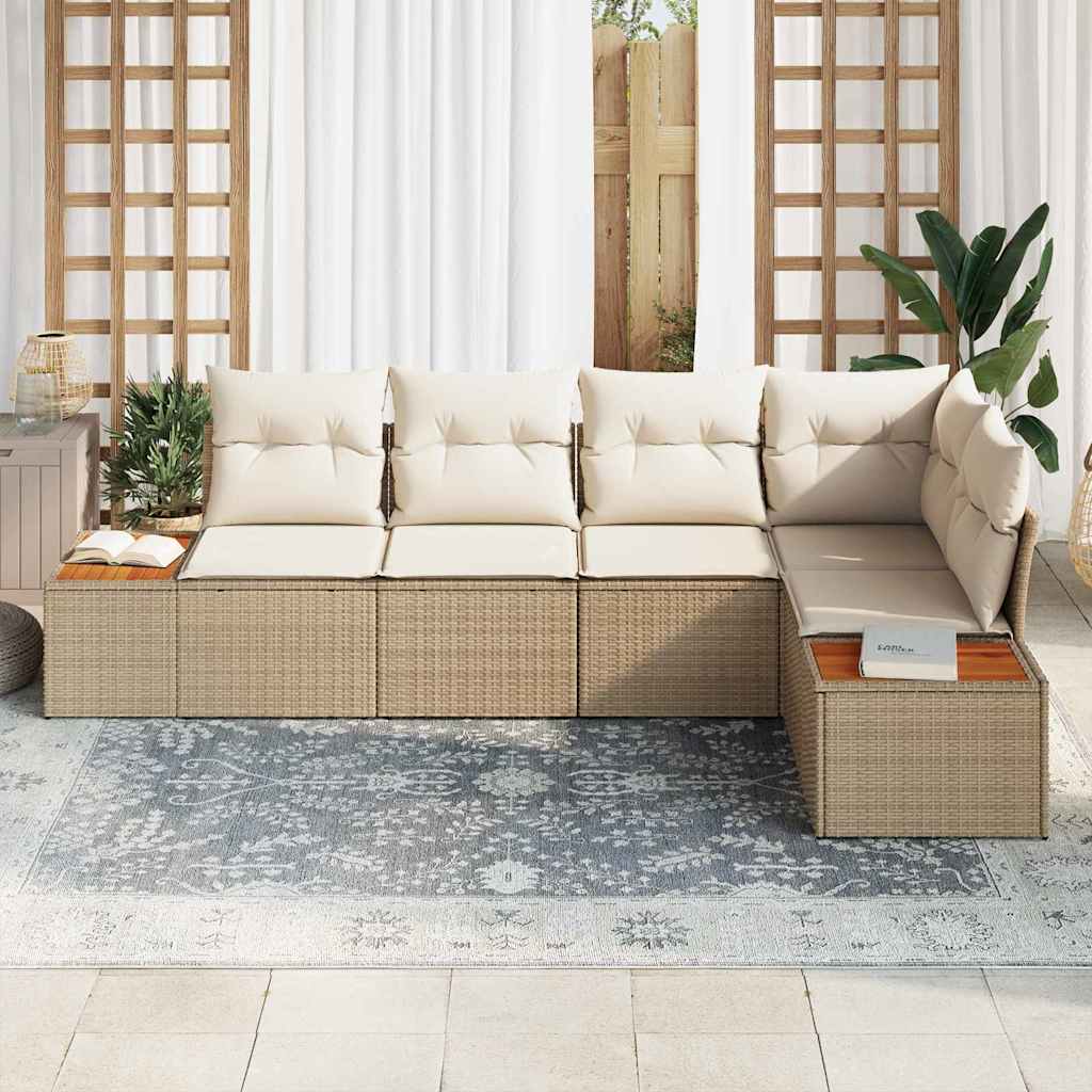 Tuin Sofa Set 5 st 5-Aantal zitplaatsen beige en crèmekleurig