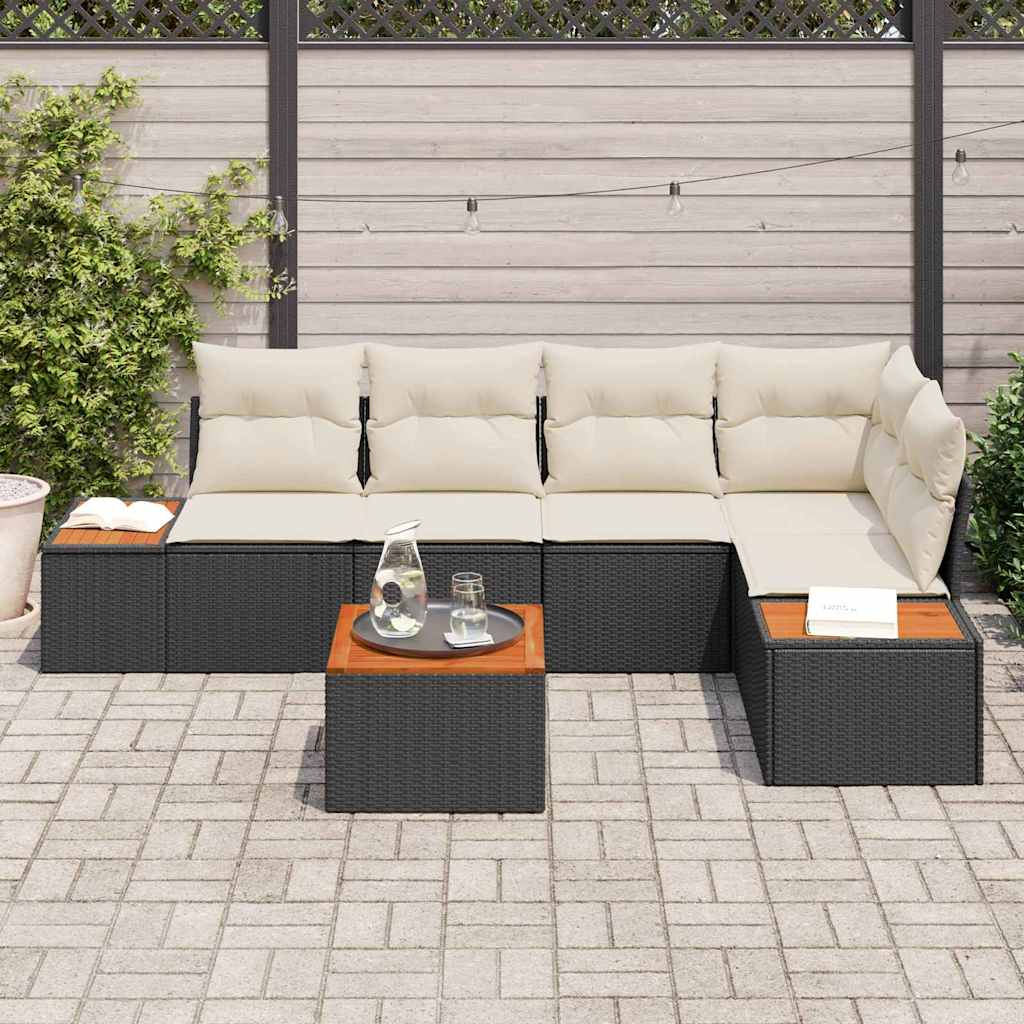 Tuin Sofa Set 5 st 5-Aantal zitplaatsen Zwart en crème