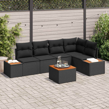 Tuin Sofa Set 5 st 5-Aantal zitplaatsen Zwart Poly riet