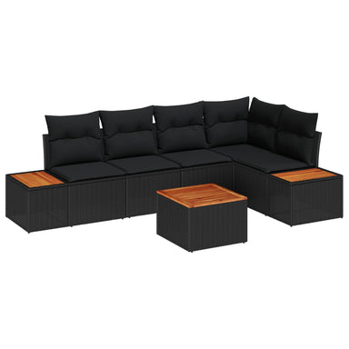 Tuin Sofa Set 5 st 5-Aantal zitplaatsen Zwart Poly riet