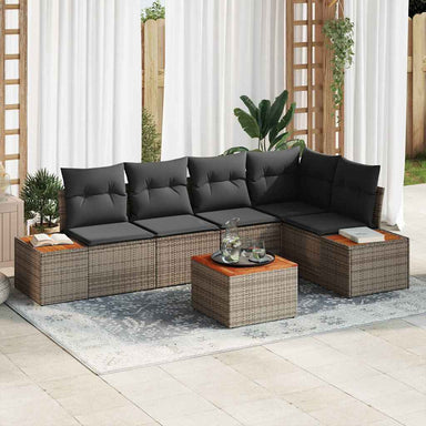 Tuin Sofa Set 5 st 5-Aantal zitplaatsen Grijs Poly riet