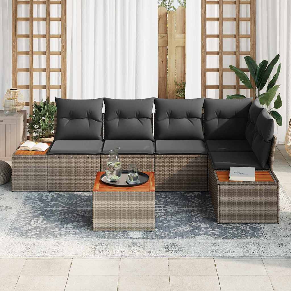 Tuin Sofa Set 5 st 5-Aantal zitplaatsen Grijs Poly riet