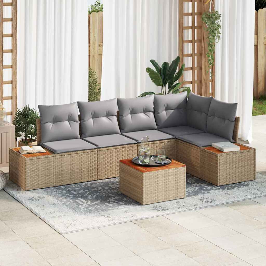 Tuin Sofa Set 5 st 5-Aantal zitplaatsen beige en lichtgrijs