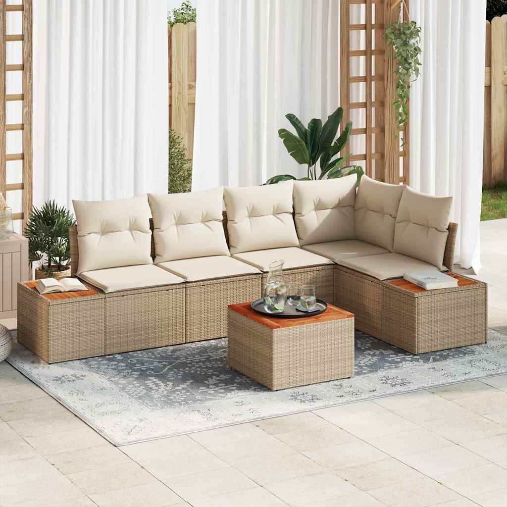 Tuin Sofa Set 5 st 5-Aantal zitplaatsen beige en crèmekleurig