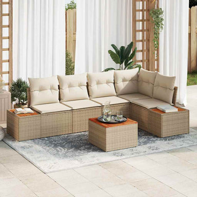 Tuin Sofa Set 5 st 5-Aantal zitplaatsen beige en crèmekleurig
