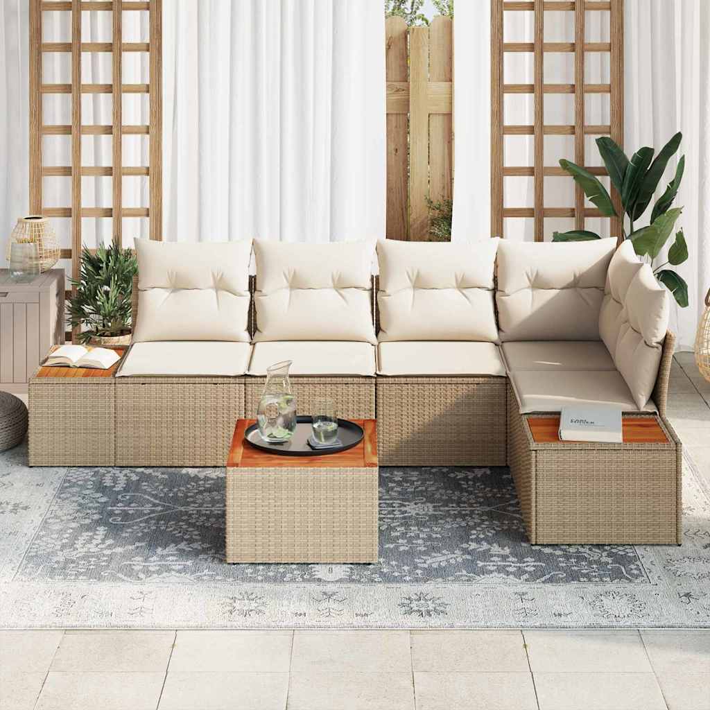 Tuin Sofa Set 5 st 5-Aantal zitplaatsen beige en crèmekleurig