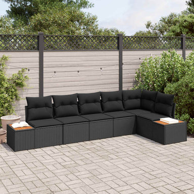 Tuinbankenset 6 st 6-Aantal zitplaatsen Zwart Polyrattan