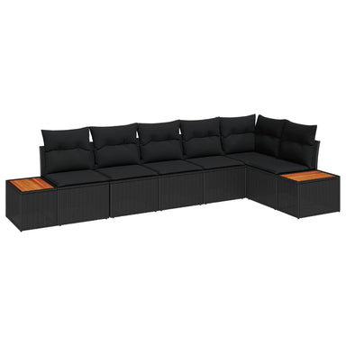 Tuinbankenset 6 st 6-Aantal zitplaatsen Zwart Polyrattan