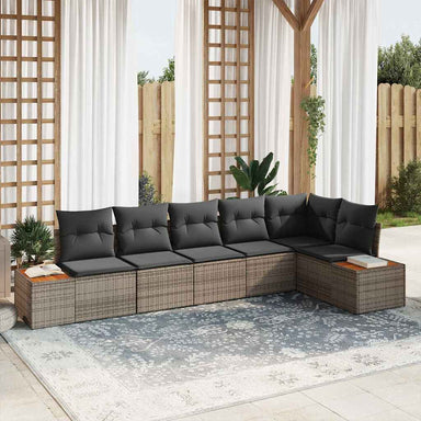 Tuinbankenset 6 st 6-Aantal zitplaatsen Grijs Polyrattan