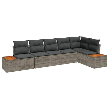 Tuinbankenset 6 st 6-Aantal zitplaatsen Grijs Polyrattan