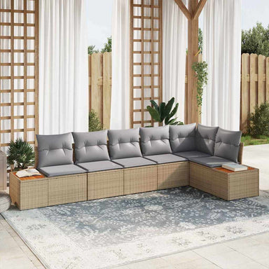 Tuinbankenset 6 st 6-Aantal zitplaatsen Beige en Licht Grijs