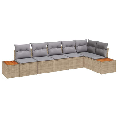 Tuinbankenset 6 st 6-Aantal zitplaatsen Beige en Licht Grijs