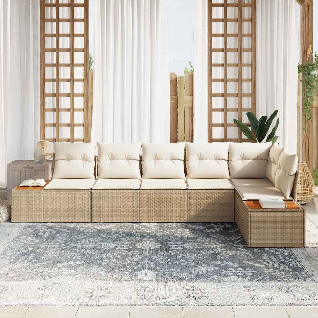 Tuinbankenset 6 st 6-Aantal zitplaatsen Beige en Crème