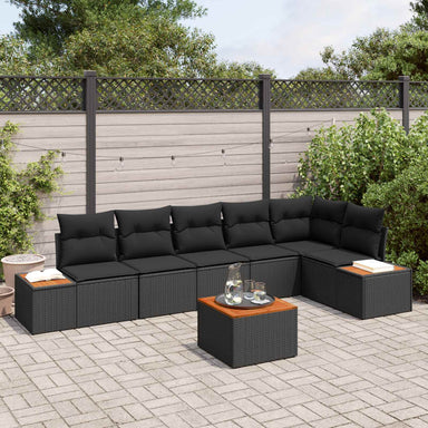 Tuinbankenset 6 st 6-Aantal zitplaatsen Zwart Polyrattan