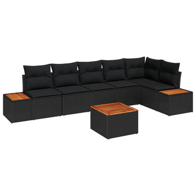 Tuinbankenset 6 st 6-Aantal zitplaatsen Zwart Polyrattan