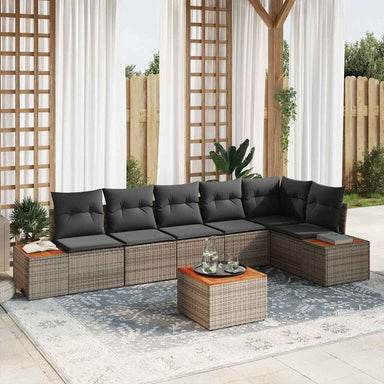 Tuinbankenset 6 st 6-Aantal zitplaatsen Grijs Polyrattan