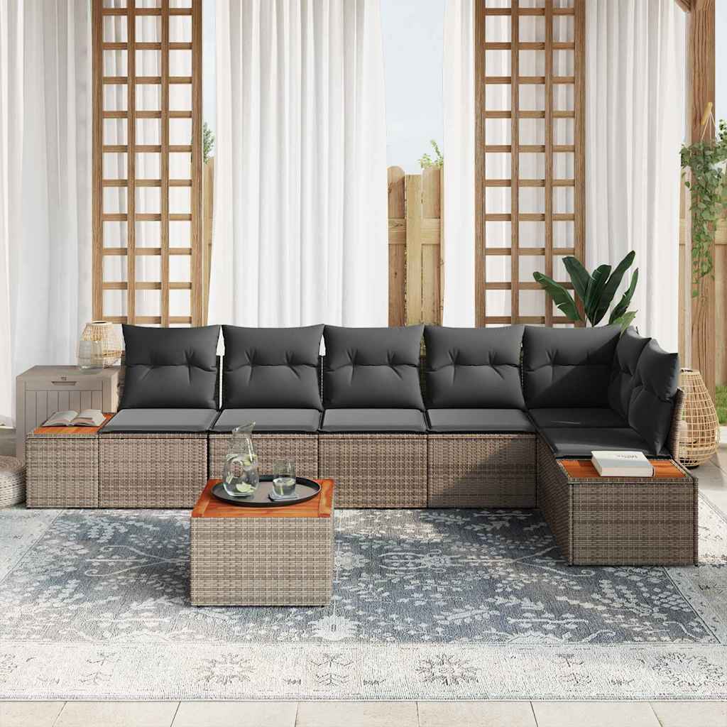 Tuinbankenset 6 st 6-Aantal zitplaatsen Grijs Polyrattan