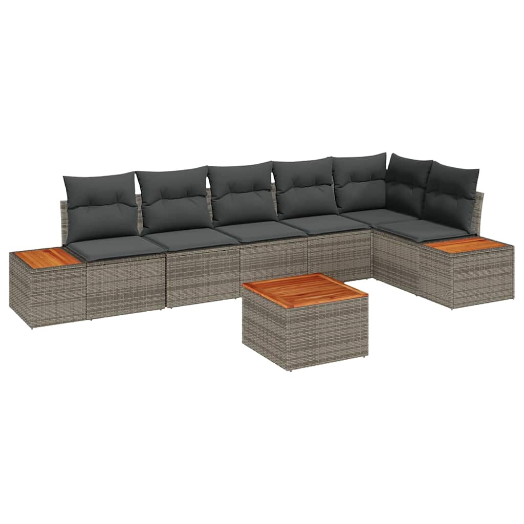 Tuinbankenset 6 st 6-Aantal zitplaatsen Grijs Polyrattan