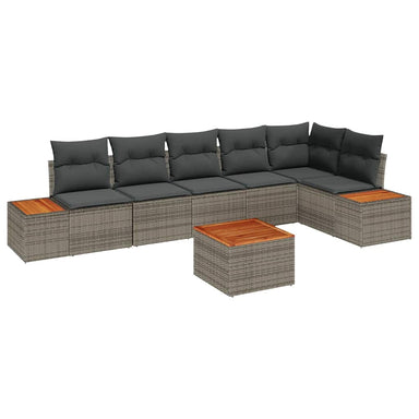 Tuinbankenset 6 st 6-Aantal zitplaatsen Grijs Polyrattan