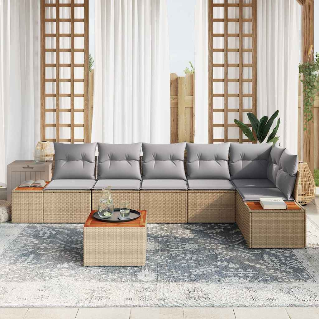 Tuinbankenset 6 st 6-Aantal zitplaatsen Beige en Licht Grijs