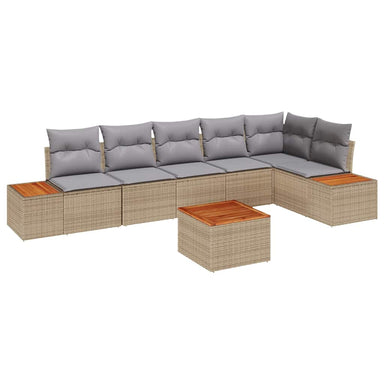 Tuinbankenset 6 st 6-Aantal zitplaatsen Beige en Licht Grijs