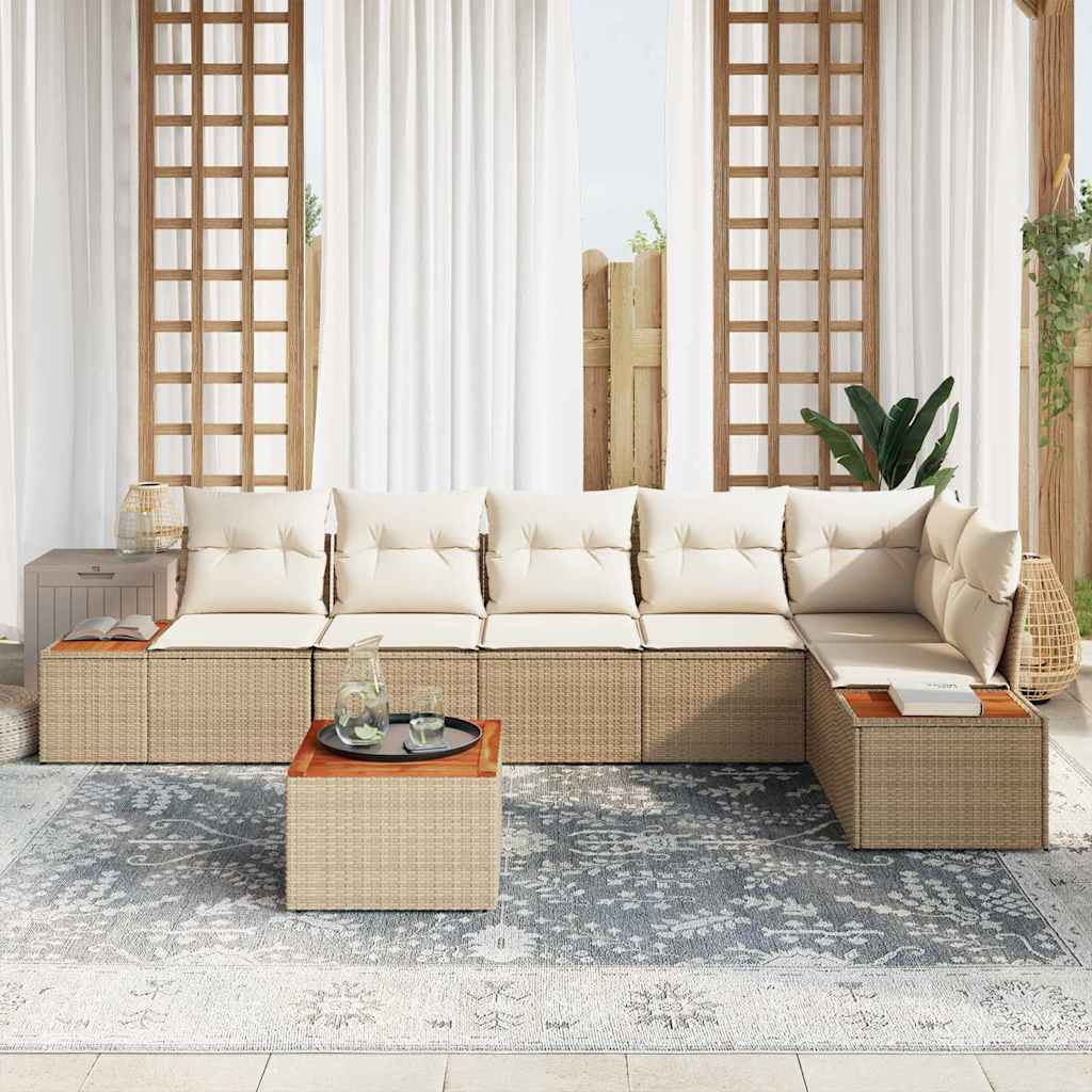 Tuinbankenset 6 st 6-Aantal zitplaatsen Beige en Crème