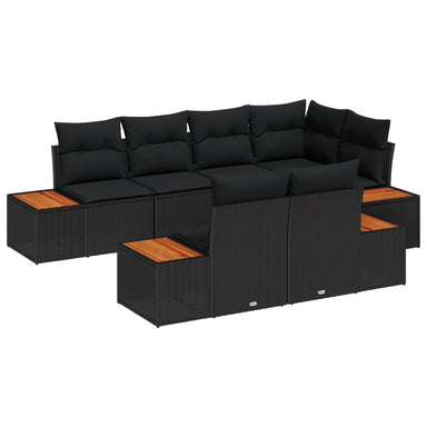 Tuinbankenset 7 st 7-Aantal zitplaatsen Zwart Polyrattan