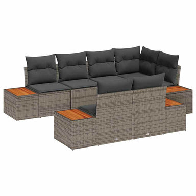 Tuinbankenset 7 st 7-Aantal zitplaatsen Grijs Polyrattan