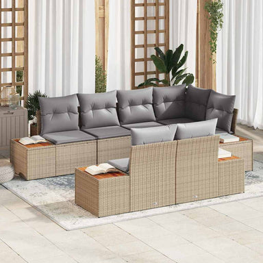 Tuinbankenset 7 st 7-Aantal zitplaatsen Beige en Licht Grijs