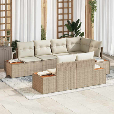 Tuinbankenset 7 st 7-Aantal zitplaatsen Beige en Crème