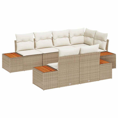 Tuinbankenset 7 st 7-Aantal zitplaatsen Beige en Crème