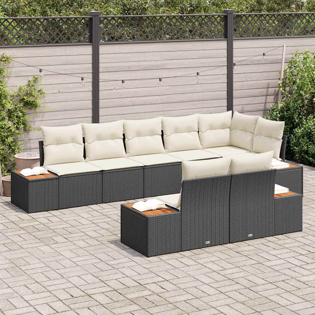 Tuinbankenset 8 st 8-Aantal zitplaatsen Zwart en Crème