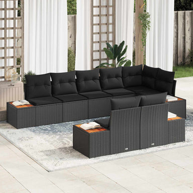 Tuinbankenset 8 st 8-Aantal zitplaatsen Zwart Polyrattan