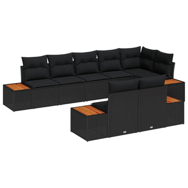 Tuinbankenset 8 st 8-Aantal zitplaatsen Zwart Polyrattan