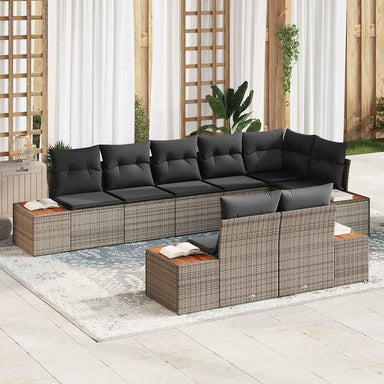 Tuinbankenset 8 st 8-Aantal zitplaatsen Grijs Polyrattan