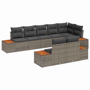 Tuinbankenset 8 st 8-Aantal zitplaatsen Grijs Polyrattan