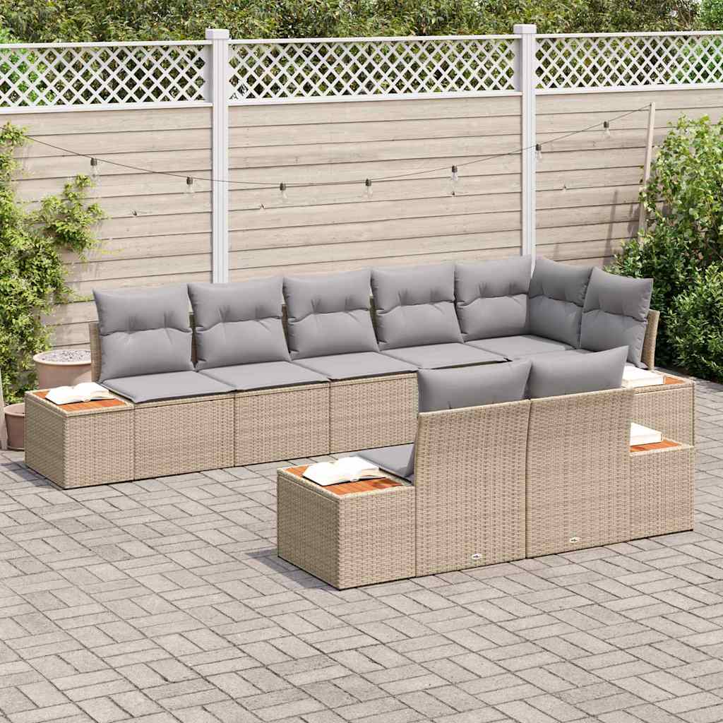 Tuinbankenset 8 st 8-Aantal zitplaatsen Beige en Licht Grijs