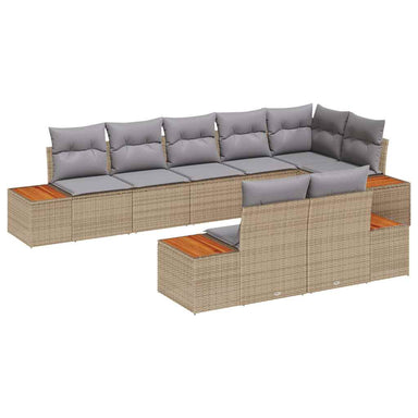 Tuinbankenset 8 st 8-Aantal zitplaatsen Beige en Licht Grijs