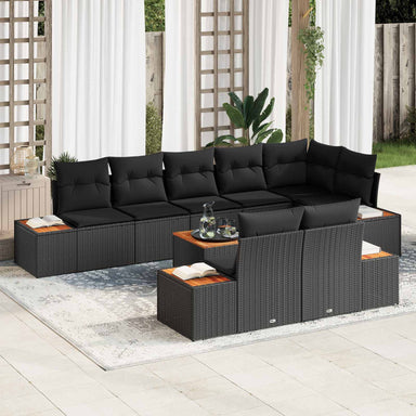 Tuinbankenset 8 st 8-Aantal zitplaatsen Zwart Polyrattan